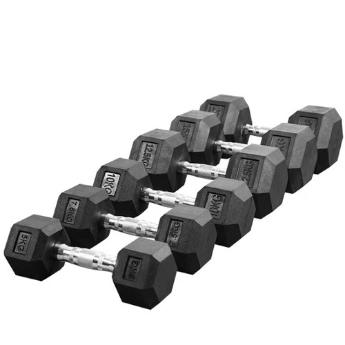 Rubber hex dumbbell pair - hex,