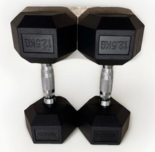 2 x 12.5kg Hex Dumbbells Pair